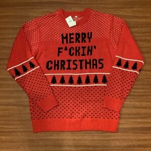 Merry F*ckin’ Christmas funny red black white sweater